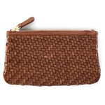 Clutch i læder til damer, flettet Brown