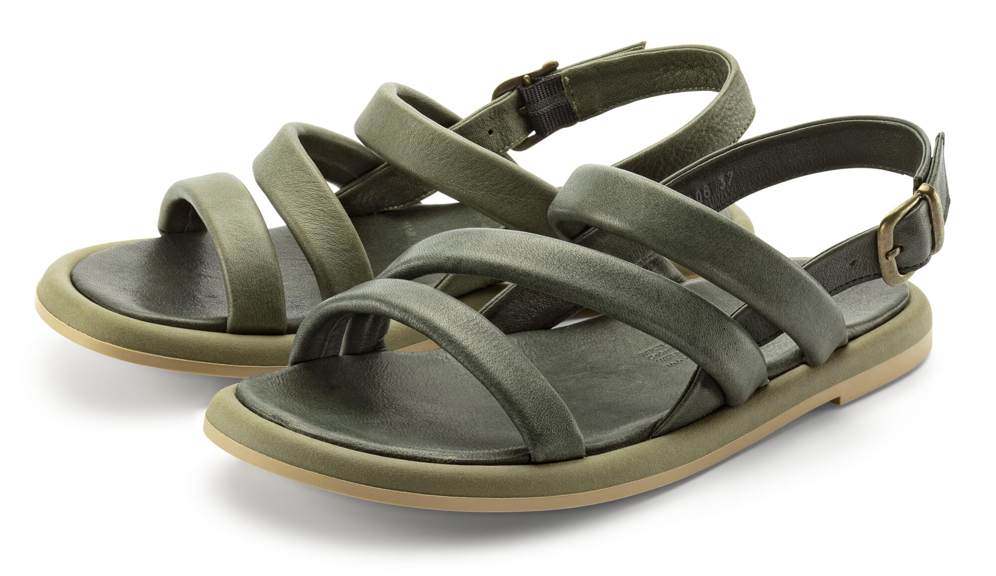 Ladies leather sandals, Green |
