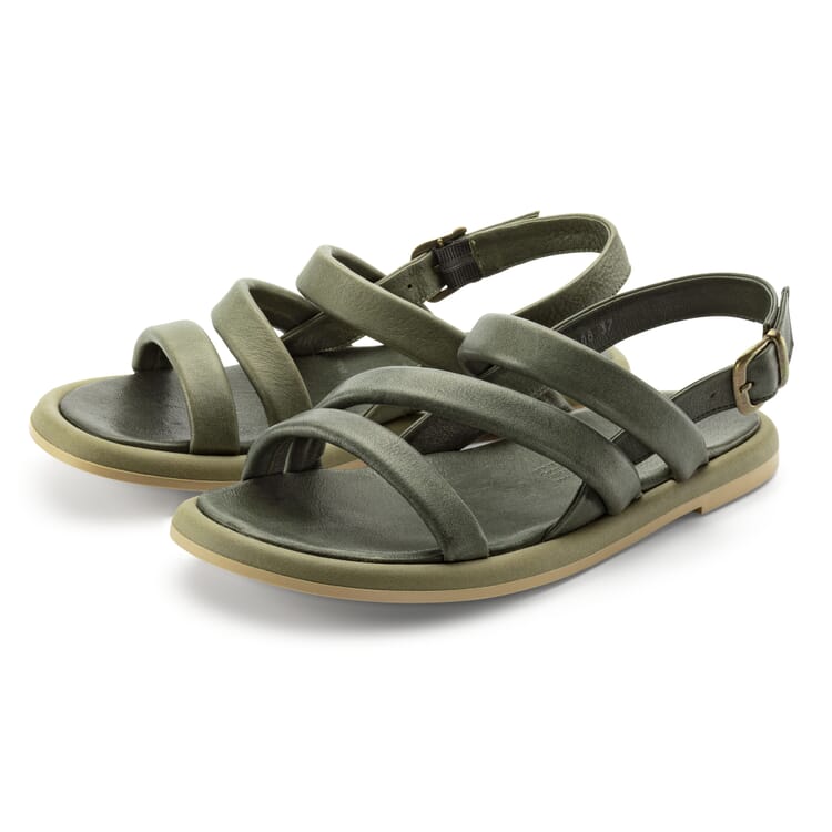 Ladies leather sandals, Green