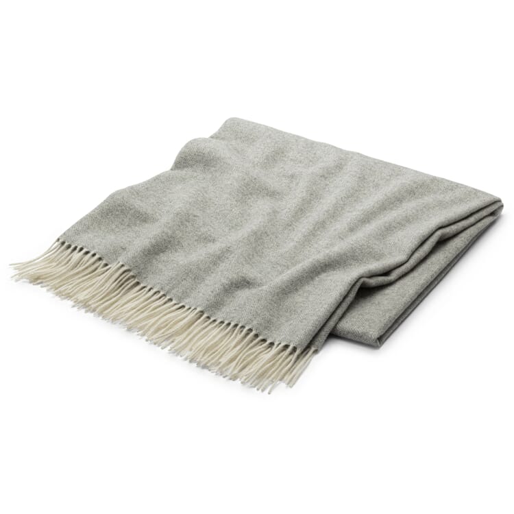 Herringbone Cashmere Blanket, Light gray
