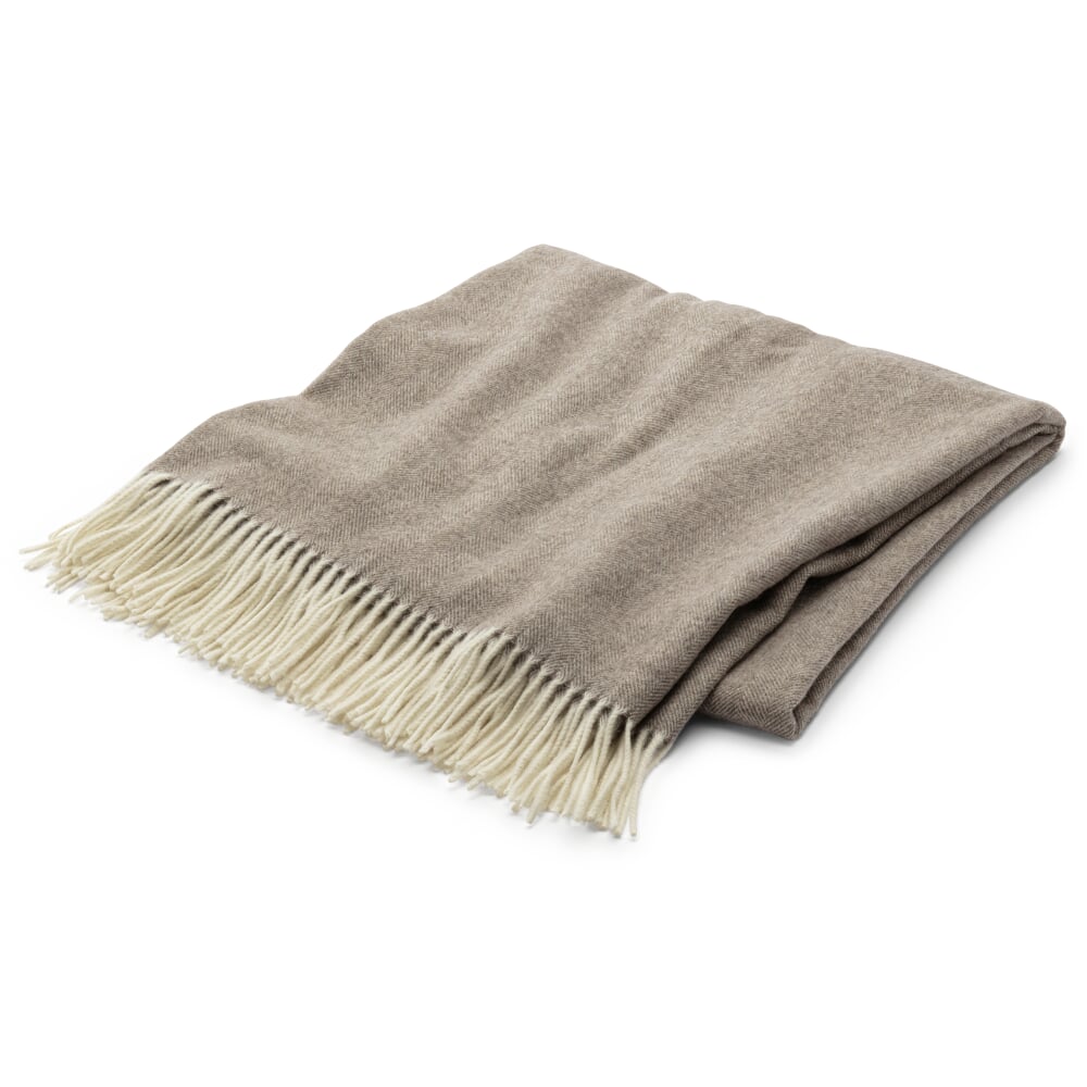 Blanket lambswool herringbone, Light brown Manufactum