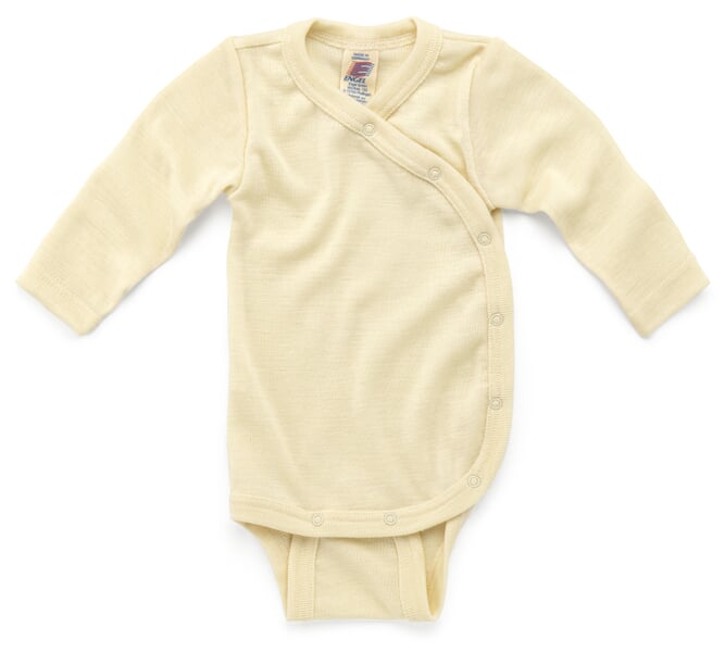 Baby Wrap Bodysuit, Merino Wool and Silk Natural