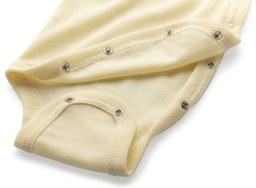 Baby-Wickelbody Merinowolle-Seide Natur, Detailsicht
