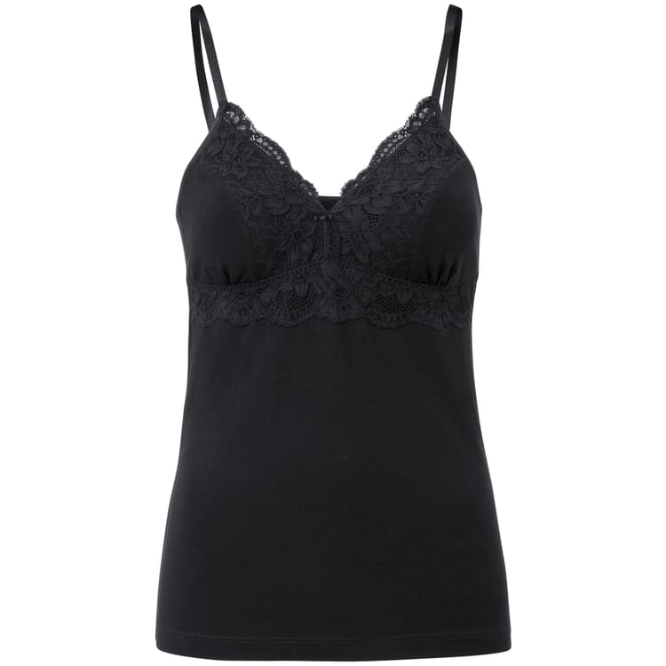 Dames-bh-hemd met kant, Zwart