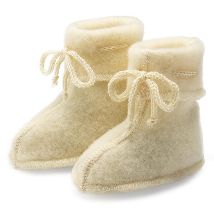 Baby shoes merino fleece, Natural