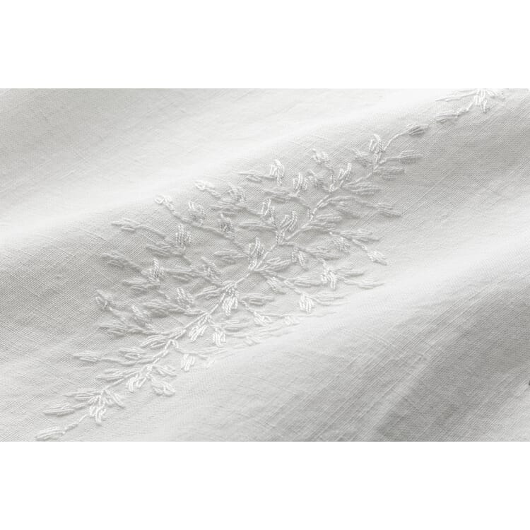 Chemin de table Lin Feuilles, Blanc