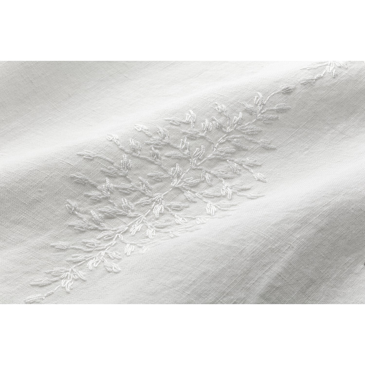 | Weiß Tischläufer Leinen Blätterranke, Manufactum