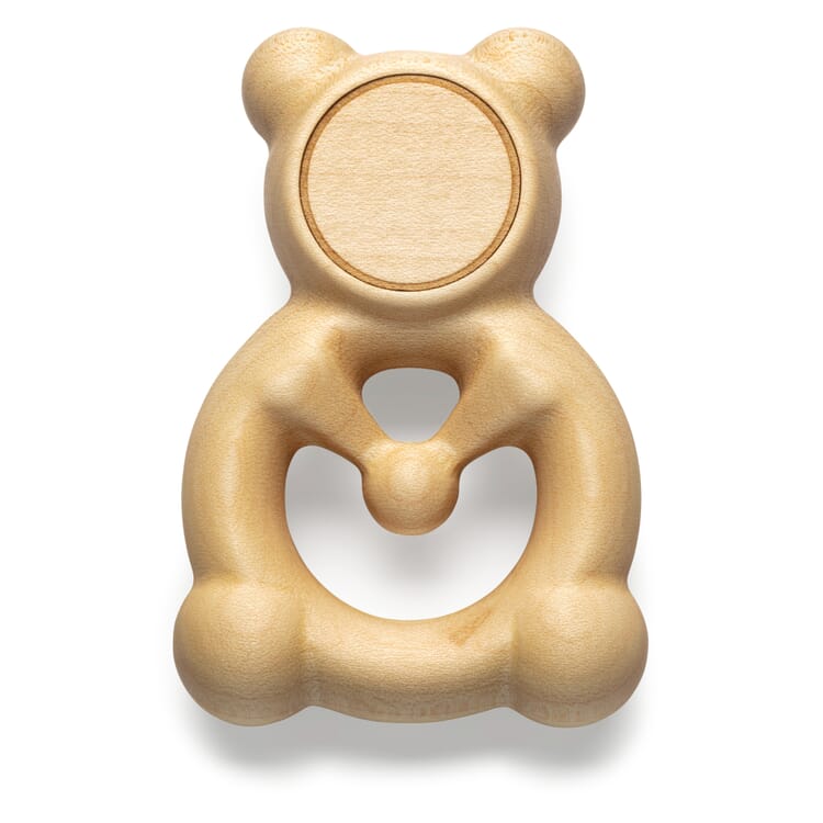 Hochet pour bébé en bois d'érable, Ours