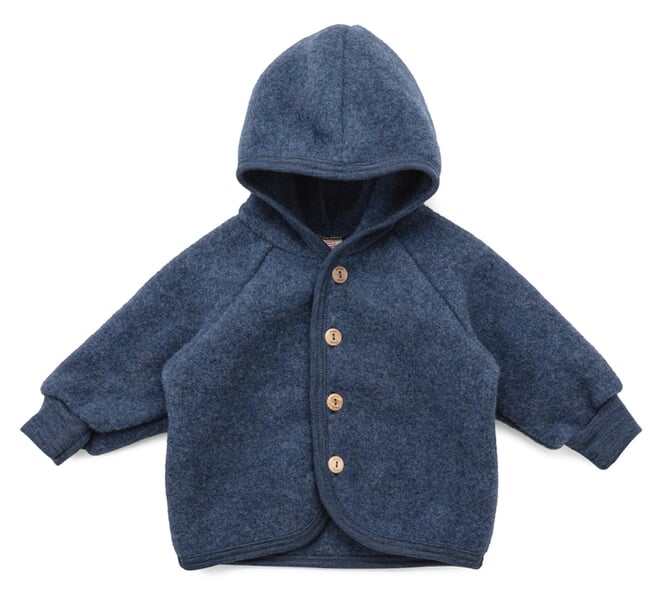 Children's Jacket, Virgin Wool Fleece Blue Melange