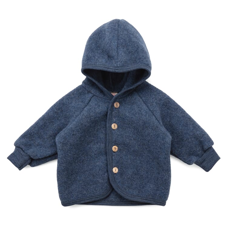 Kids jacket virgin wool fleece, Blue melange