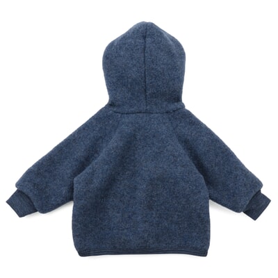 Kids jacket virgin wool fleece, Blue melange Manufactum