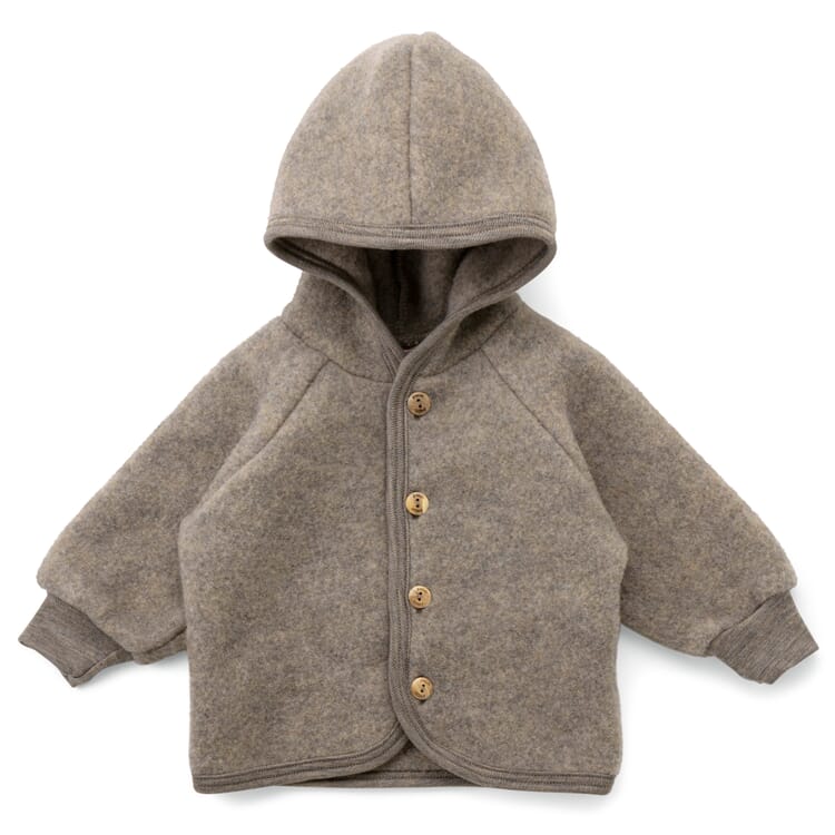 Kids jacket virgin wool fleece, Brown melange