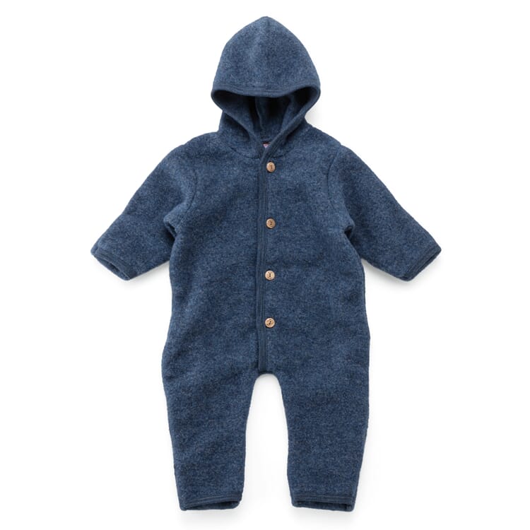 Combinaison enfant en laine vierge polaire, Orange bleue