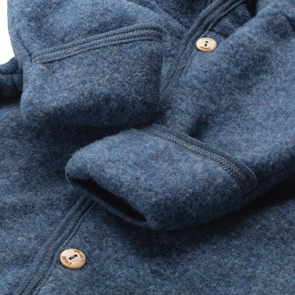 Kinderoverall van scheerwol-fleece Blauw gemêleerd, close-up