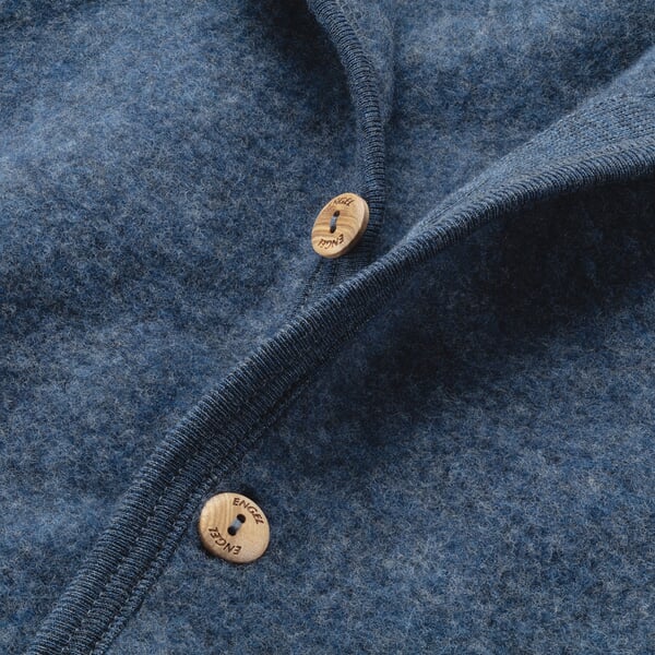 Kinderoverall van scheerwol-fleece Blauw gemêleerd, close-up