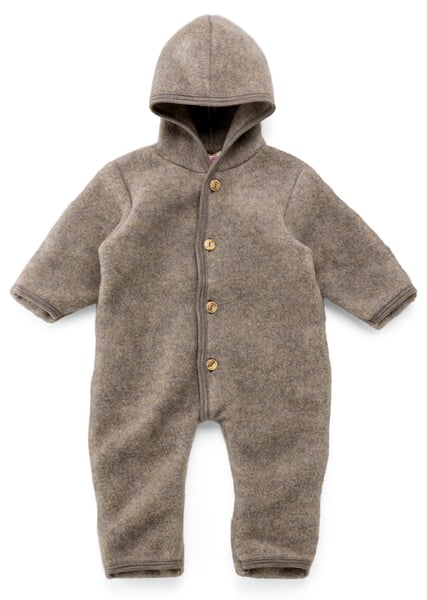 Kinder-Overall Schurwollfleece Braunmelange