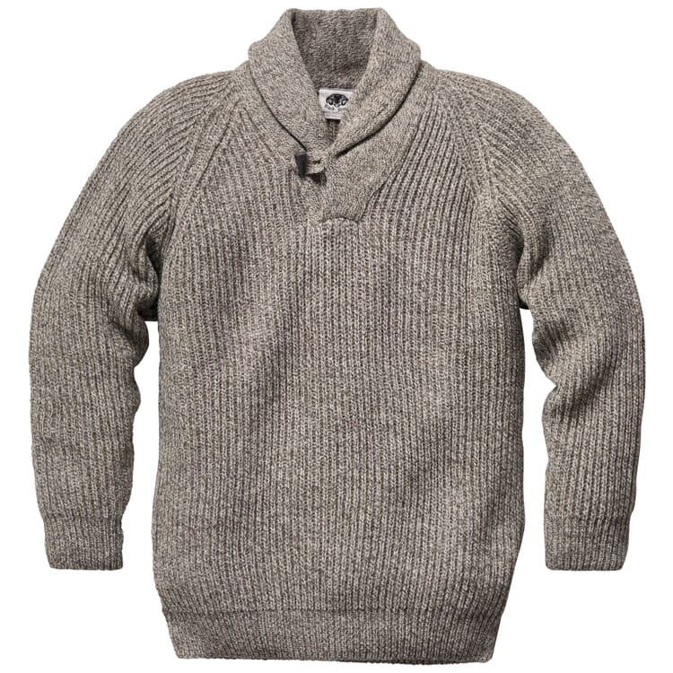 Mens sweater shawl collar, Natural melange