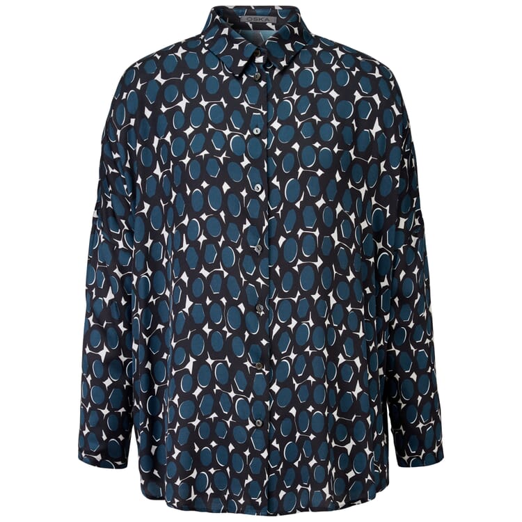 Women's patterned blouse, Petrol-black