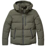 Mens quilted jacket with hood Dark green