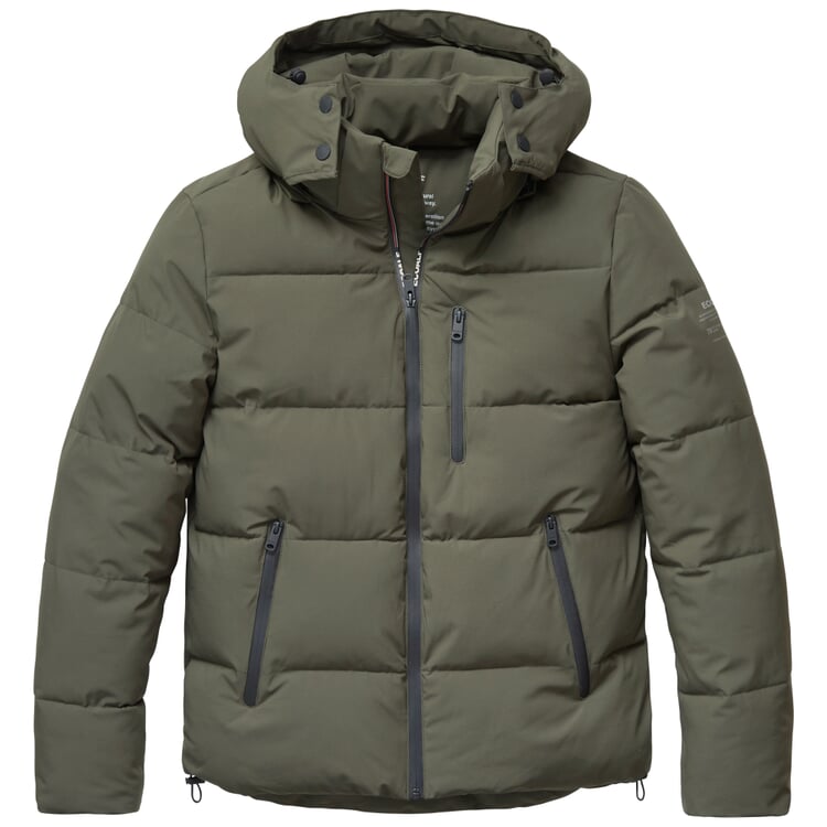 Mens quilted jacket with hood, Dark green Manufactum
