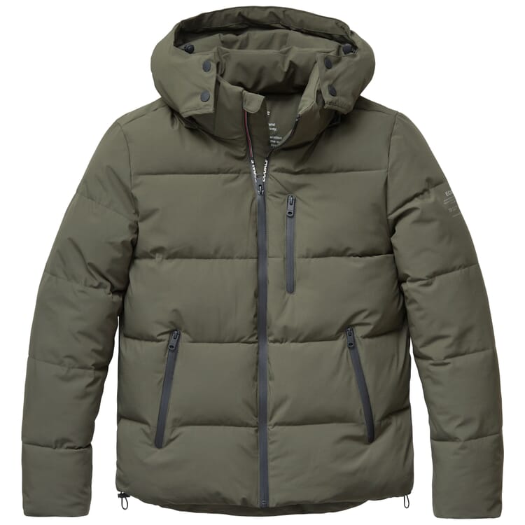 Mens quilted jacket with hood, Dark green