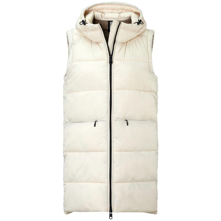 Lang quiltet vest til damer, Cream