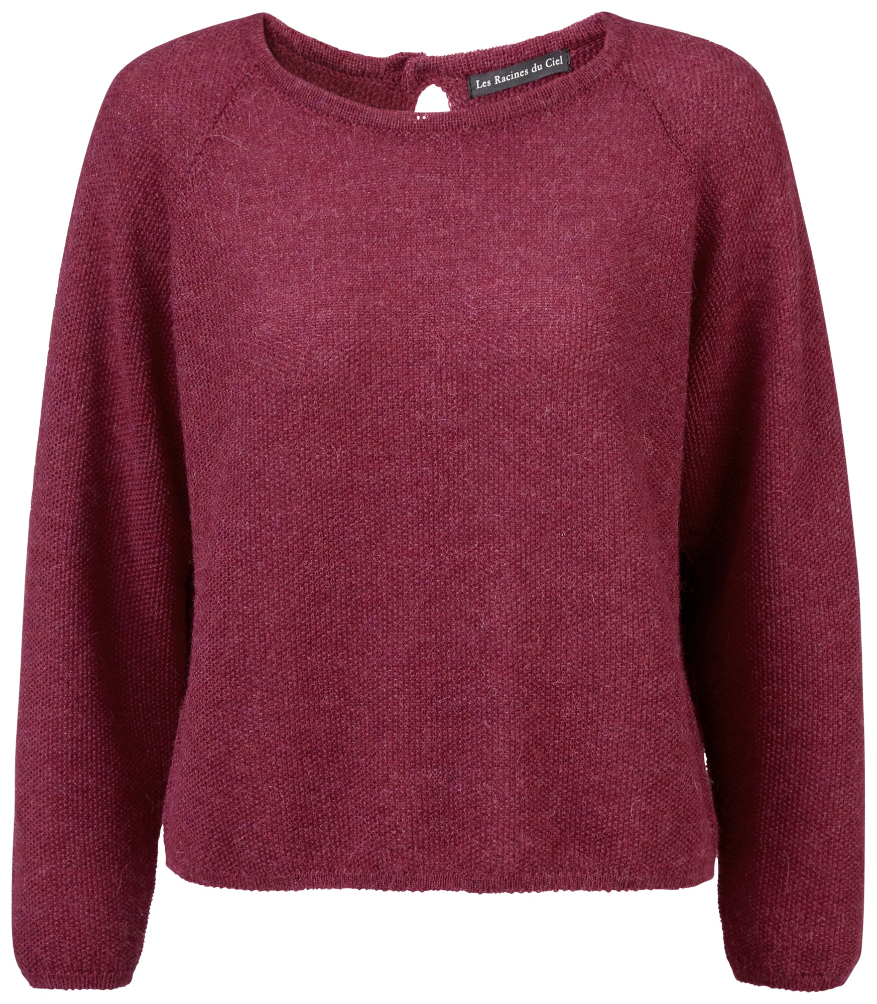 Ladies sweater with neck button, Purple | Manufactum
