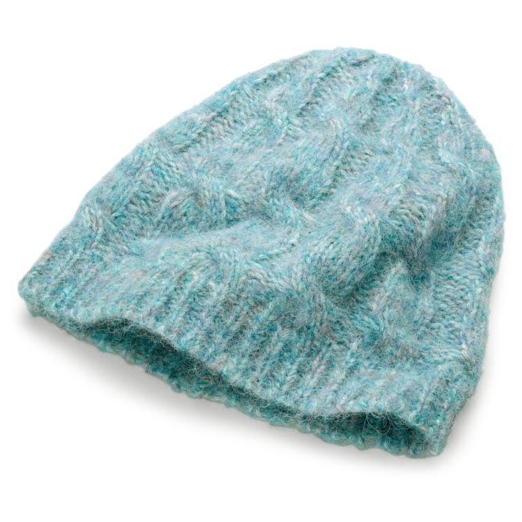Ladies hat cable knit, Turquoise