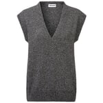 Pull-over en tricot chiné pour femme Noir et blanc