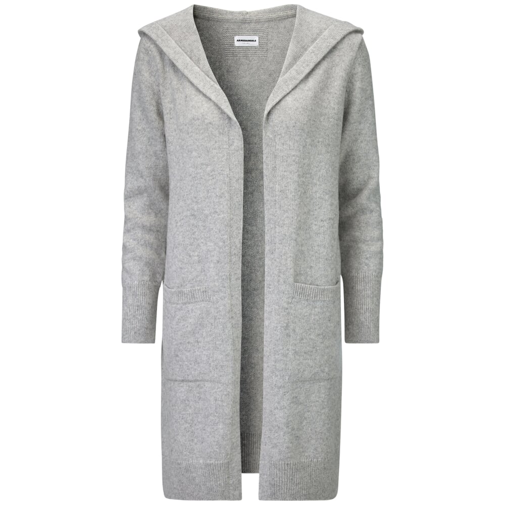 lang gebreid vest met capuchon