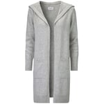 Ladies long cardigan with hood Light gray
