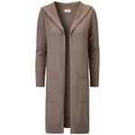 Ladies long cardigan with hood Medium brown
