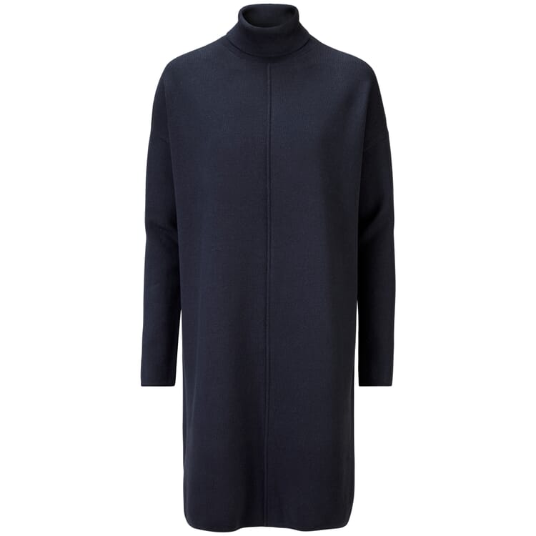 Ladies knit dress turtleneck, Dark blue