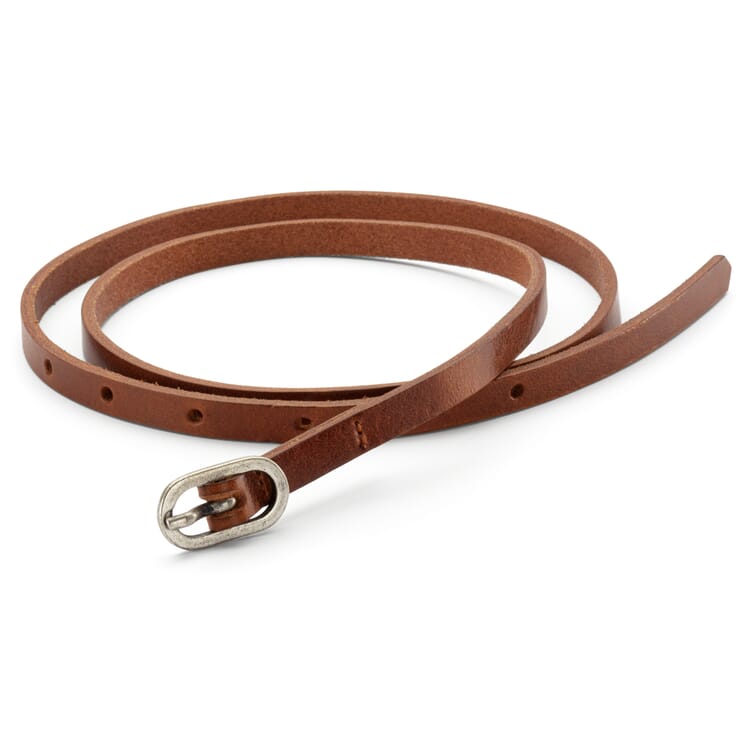 Ladies leather belt narrow, Brown
