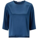 Ladies blouse silk satin Cobalt blue