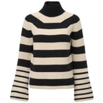 Ladies sweater trumpet sleeves Black-Cream