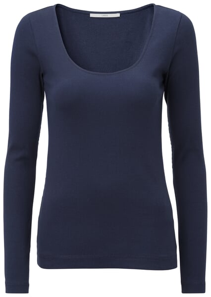 Langærmet dame-T-shirt Mørkeblå