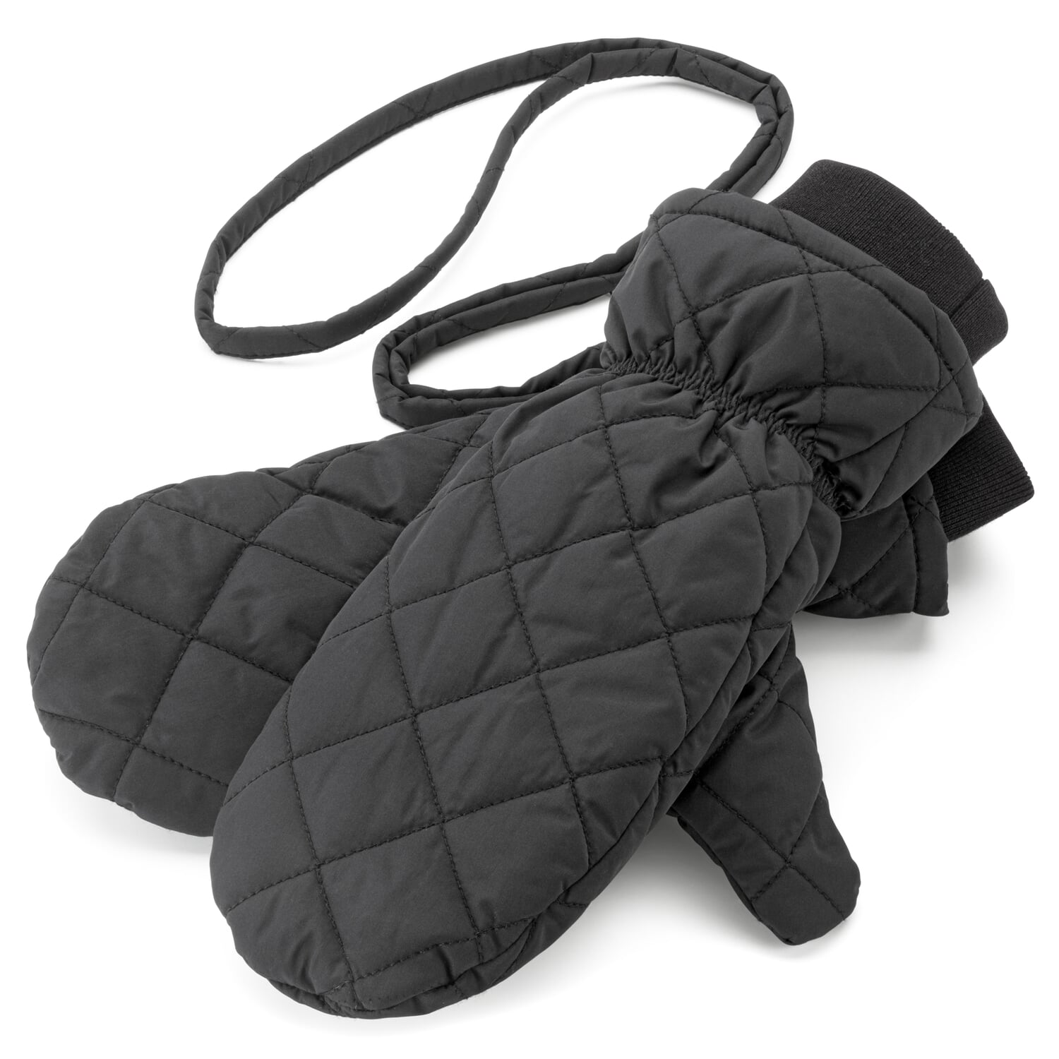 Ladies mittens padded, Black Manufactum