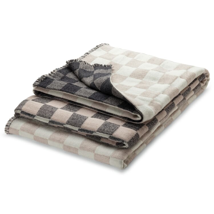 Merino wool blanket checkerboard, Anthracite nature