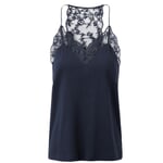 Ladies top with lace Dark blue