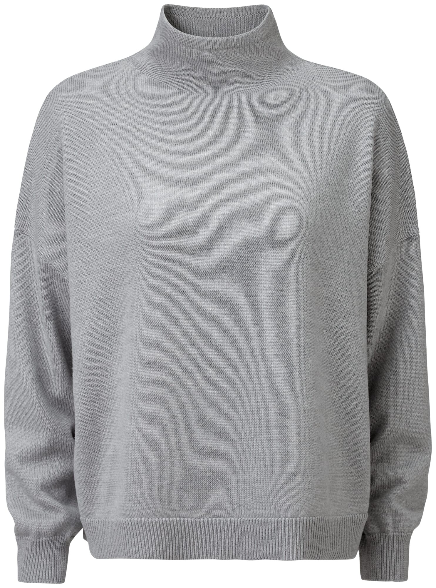 Ladies stand up collar sweater Grey melange Manufactum