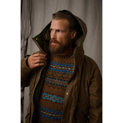 Herrenpullover gemustert, Braun | Manufactum