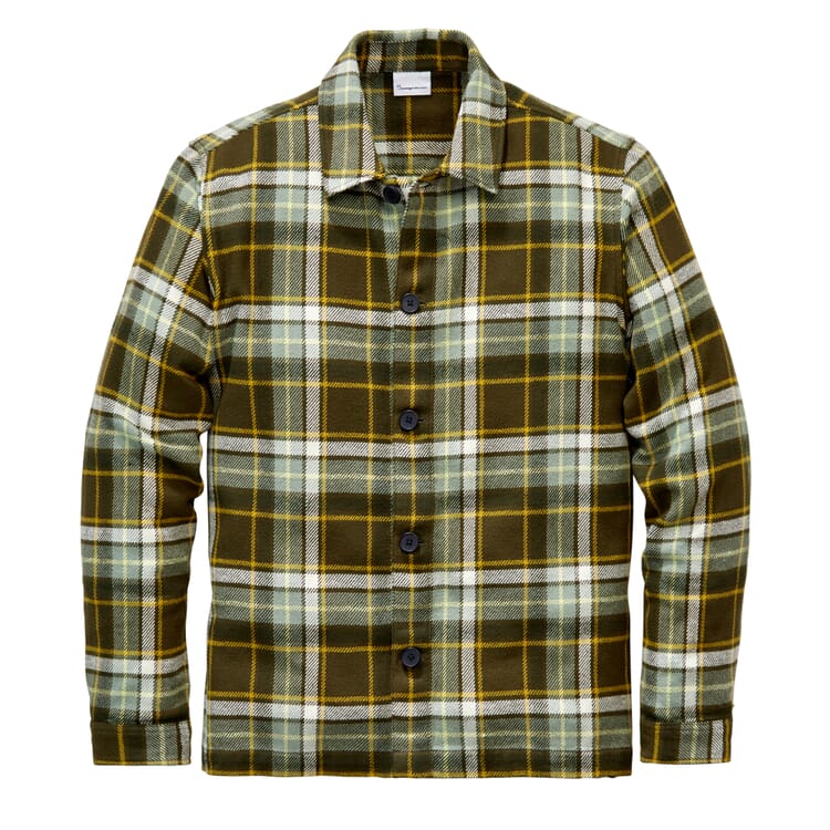 Men shirt jacket flannel, Green-Brown