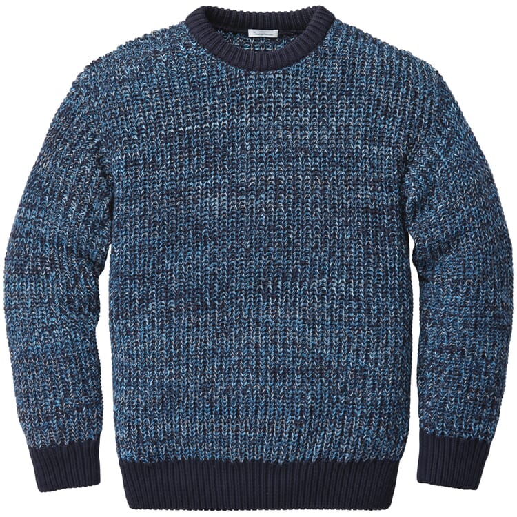 Mens coarse knit sweater, Blue melange