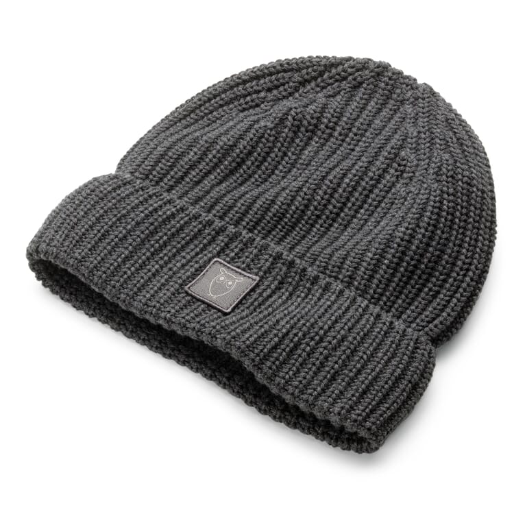 Mens rib knit hat, Dark gray