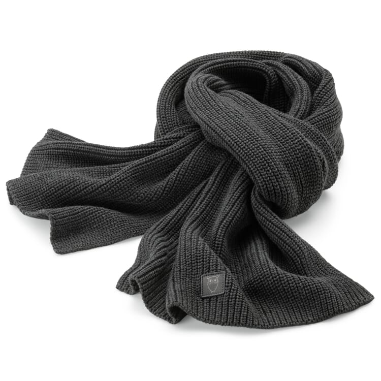Mens rib knit scarf, Dark gray