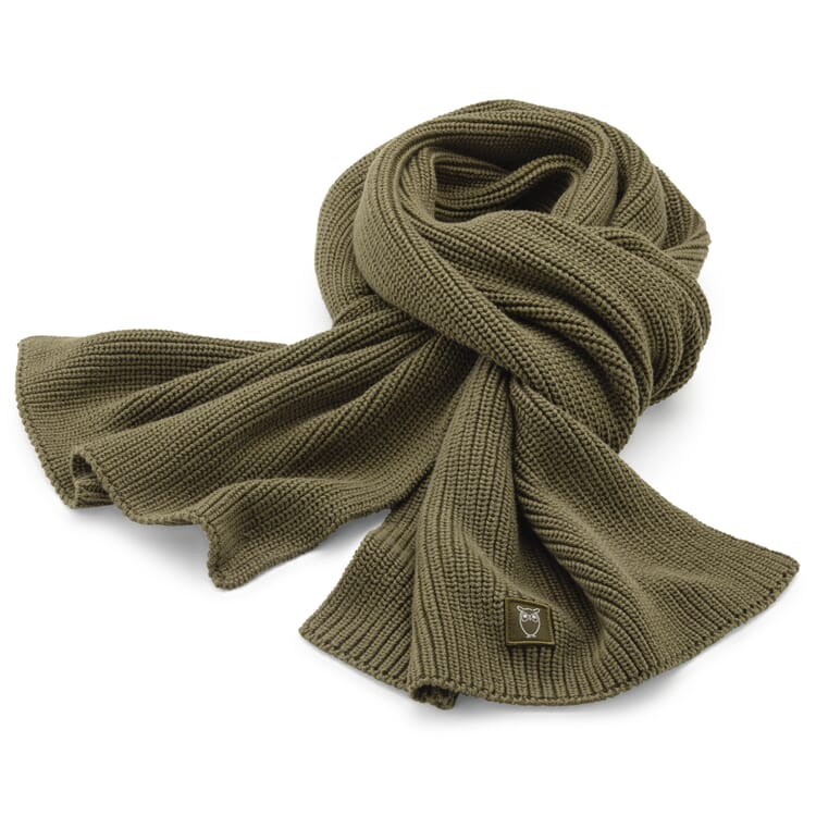 Mens rib knit scarf, Olive