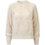 Pull-over en maille pour femme, motif ajouré Crème