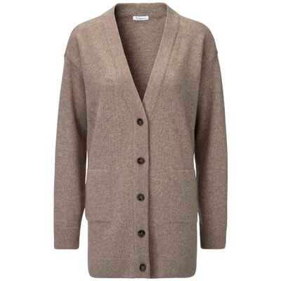 Damen Lang Grüne Strickjacke Damen Damen-Langstrickjacke, Natur