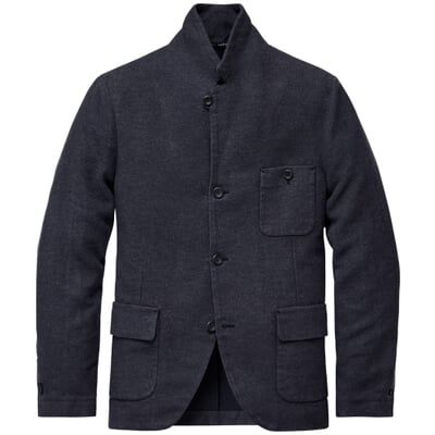 Mens jacket stand up collar, Black-blue | Manufactum